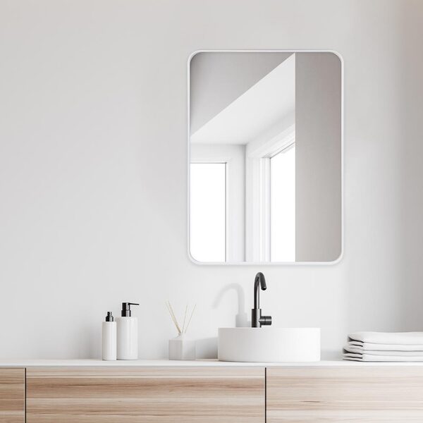 비욘드퍼니싱 고급형 욕실 인테리어 화장대 거울 사각 라운드 600x800 알루미늄 화이트